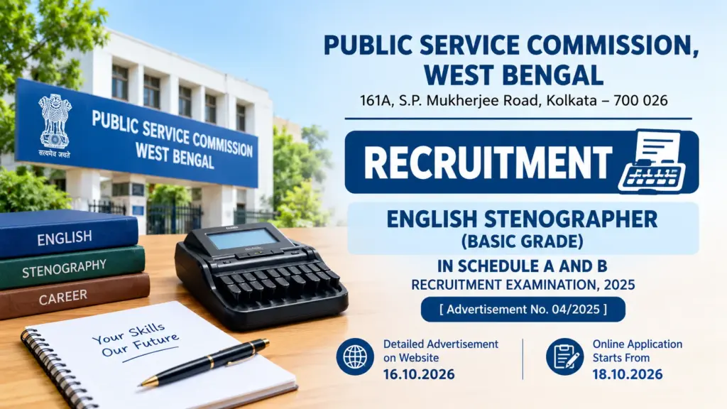 WBPSC Stenographer Recruitment 2026 Notice Out for English Stenographer (Basic Grade) Posts 1 WBPSC Stenographer Recruitment 2026