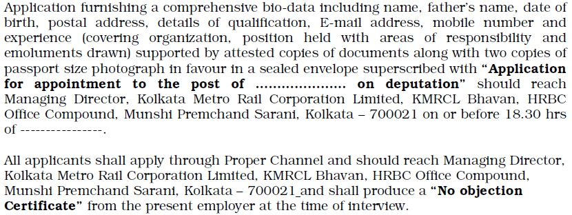 How to Apply for Kolkata Metro Rail Corporation Ltd Recruitment 2023