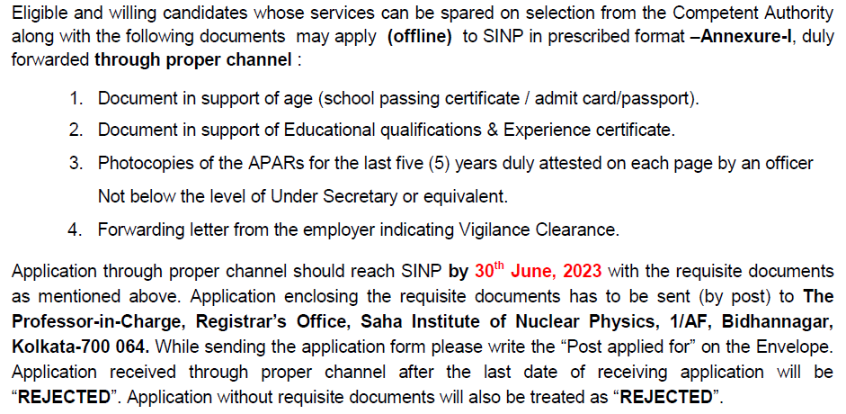 SINP Kolkata Recruitment 2023
