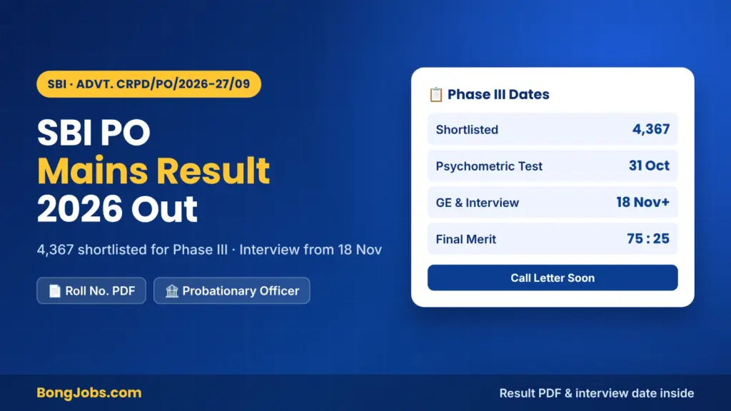 SBI PO Mains Result 2026 Out: 4,367 Shortlisted, Interview & Psychometric Test Date Announced 1 SBI PO Mains Result 2026 Out: 4,367 Shortlisted, Interview & Psychometric Test Date Announced